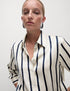 Satin Striped Collared Button Through Shirt